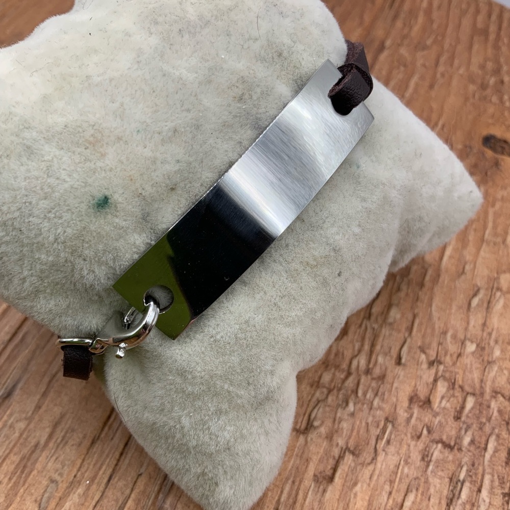 Plunder Brown Leather Bracelet with Silver Plate Bracelet